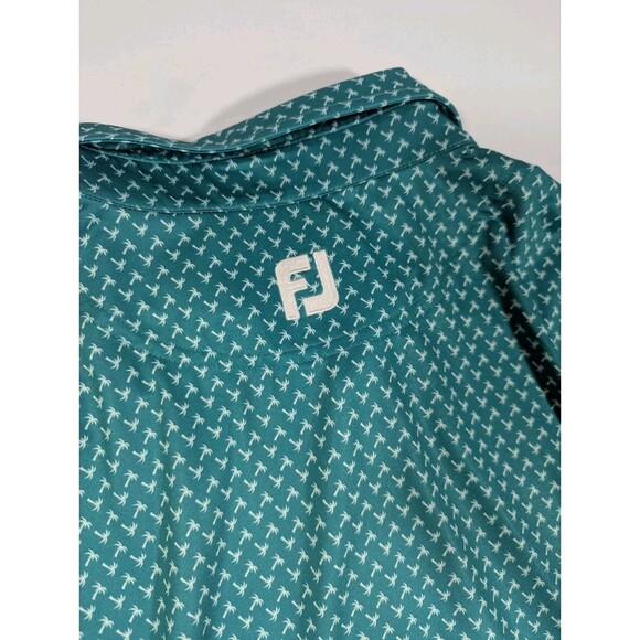 Footjoy Golf Polo Mens XL Palm Tree Graphic Green Casual Stretch - Picture 10 of 10